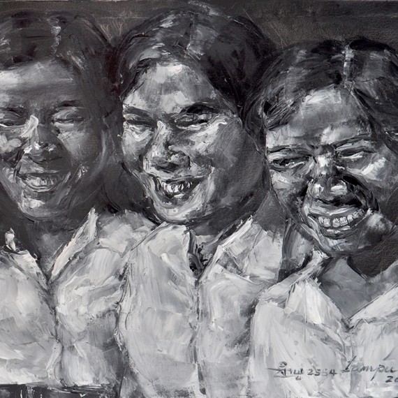 แม่และเพื่อนของแม่ (Mother and friends), Oil on Canvas, 60x80 cm.