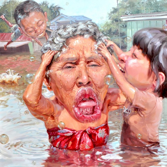 เหงือกแห้ง (My gum's dried), Oil on Canvas, 200x200 cm.