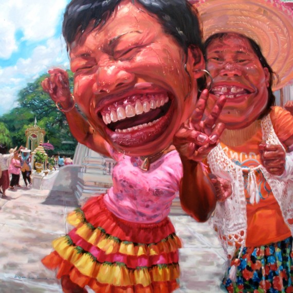 เหงื่อไหลไคลย้อย  (Sweating), Oil on Canvas, 200x230 cm.