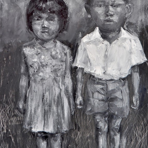 สองพี่น้อง (Brother & Sister), Oil on Canvas, 60x80 cm.