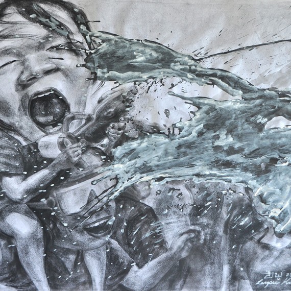 สงสารฉันหน่อยได้ไหม (No,Please), Crayon on paper, 79x109.5 cm.