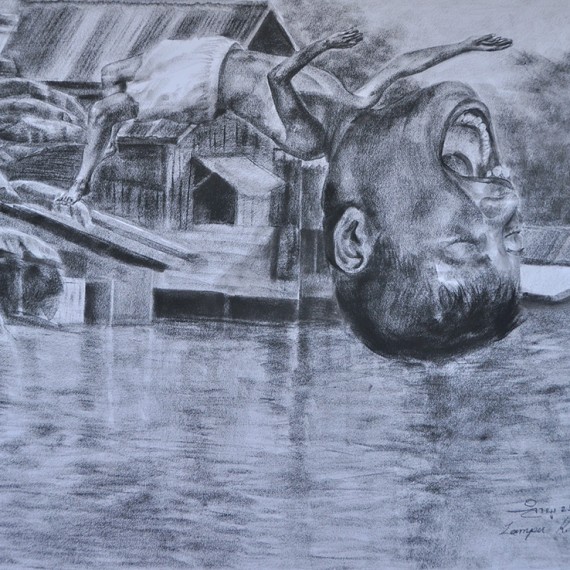 ลีลาเหลือกิน (Extreme), Crayon on paper, 79x109.5 cm.