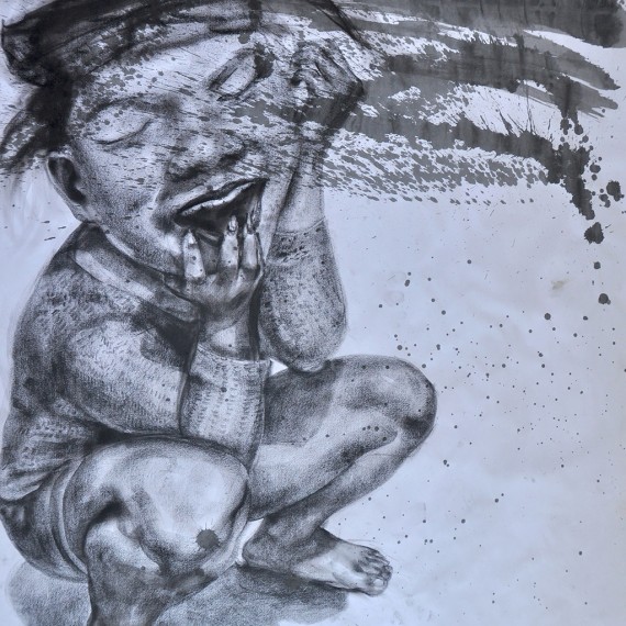 ยอง ยอง สาด (Splash!), Crayon on paper, 79x109.5 cm.