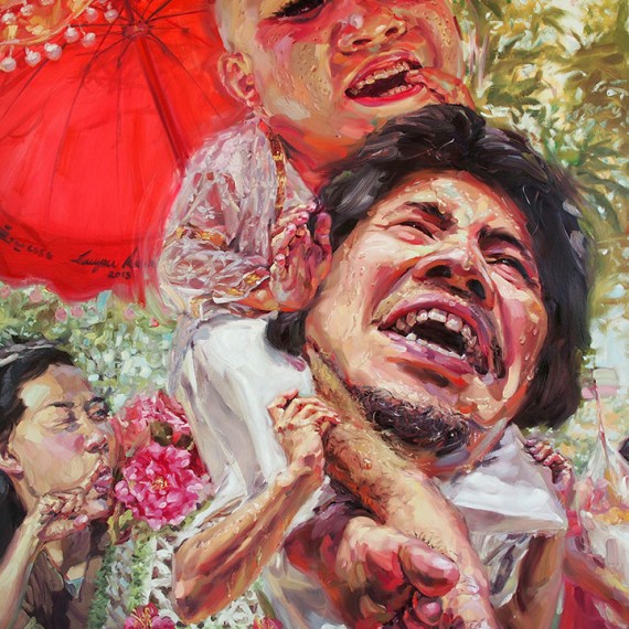 นาคมารอพี่ทุกวันเลยนะ, (Right Here Waiting), Oil on canvas, 200x200 cm.                 