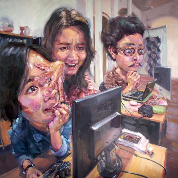 ขมักเขม้น, (Working hard), Oil in canvas, 200x200cm.