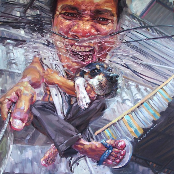 ก็โลกมันร้อน , (Because of Climate Change), Oil on canvas, 200x200 cm.     