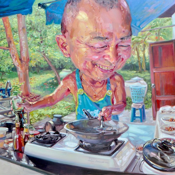 อาหารเช้าของบ้าน (Family's Breakfast), Oil on Canvas, 170x190 cm.