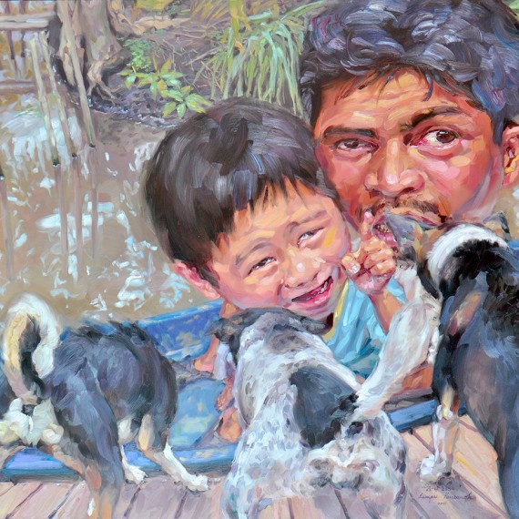 ไม่ต้องกลัวลูก! (No Fear,Son!), Oil on Canvas, 170x190 cm.