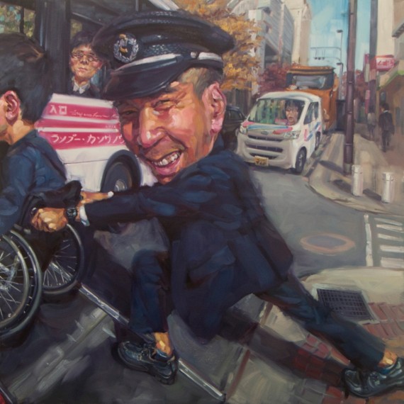 การสัญจรแบบใจเย็น, (Patient Commuting), Oil on canvas, 200x200cm.