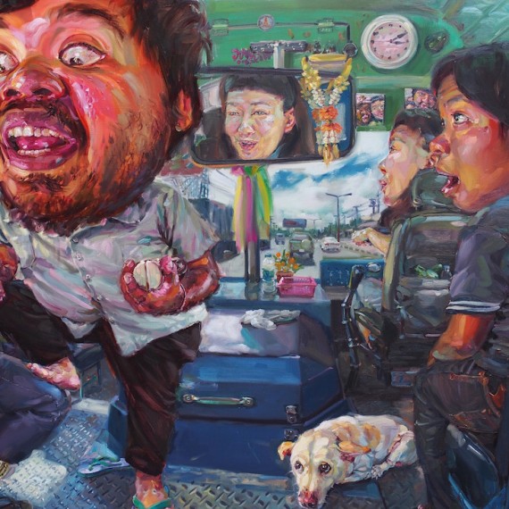 กระเป๋าสุดแซ่บ, (My beloved ticket collector), oil on canvas, 200x300 cm.