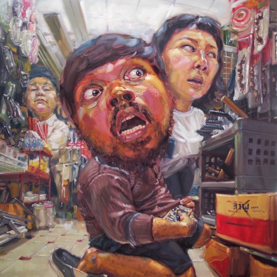 อย่าบอกให้ใครรู้ (Don’t tell anyone), oil on canvas, 180x180 cm.