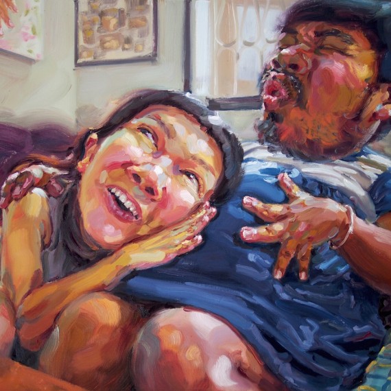 ได้ยินไหม หัวใจฉัน (Hearing from the womb), oil on canvas, 80x100 cm.