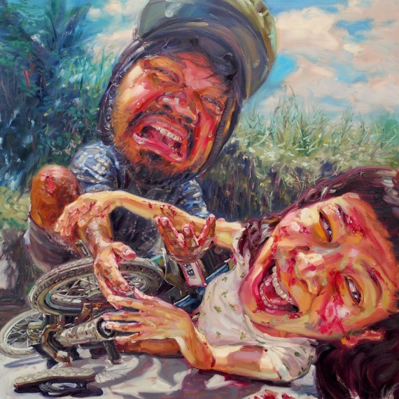 โมไม่ต้องร้องไห้ (Don’t worry, I am fine!), oil on canvas, 150x150 cm.