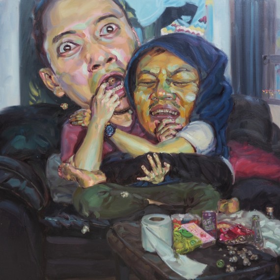 สยองขวัญวันหยุด (Horror Movie), oil on linen, 150x150 cm.