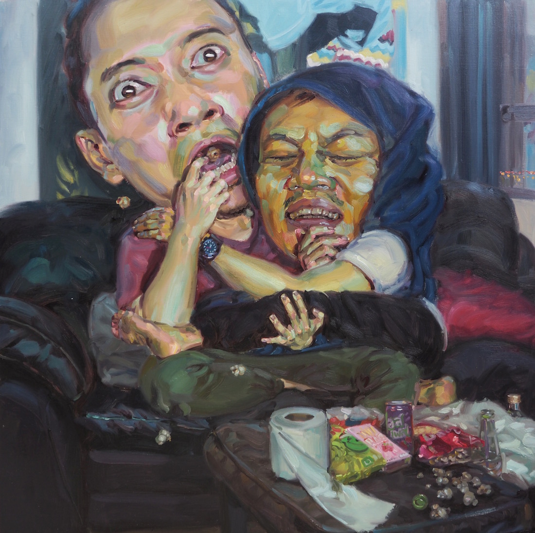 สยองขวัญวันหยุด (Horror Movie), oil on linen, 150x150 cm.