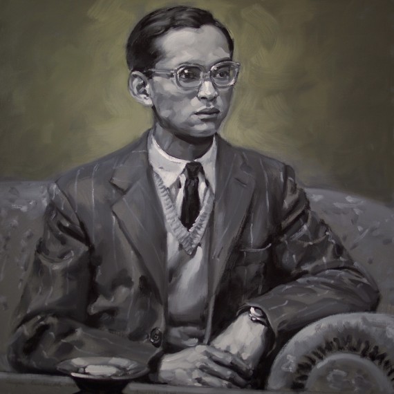 พระเจ้าอยู่หัวของฉัน (Still on my mind),oil on canvas, 100x100cm.