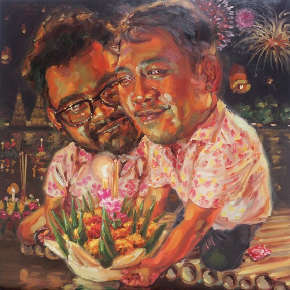 สยองขวัญวันหยุด (Where are we going tonight?), oil on linen, 100x100 cm.