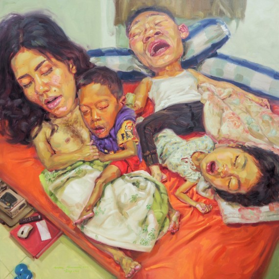 หมอกจางๆและควัน คล้ายกันจนบางทีไม่อาจรู้ (Sweet dreams), oil on linen, 150x150 cm.