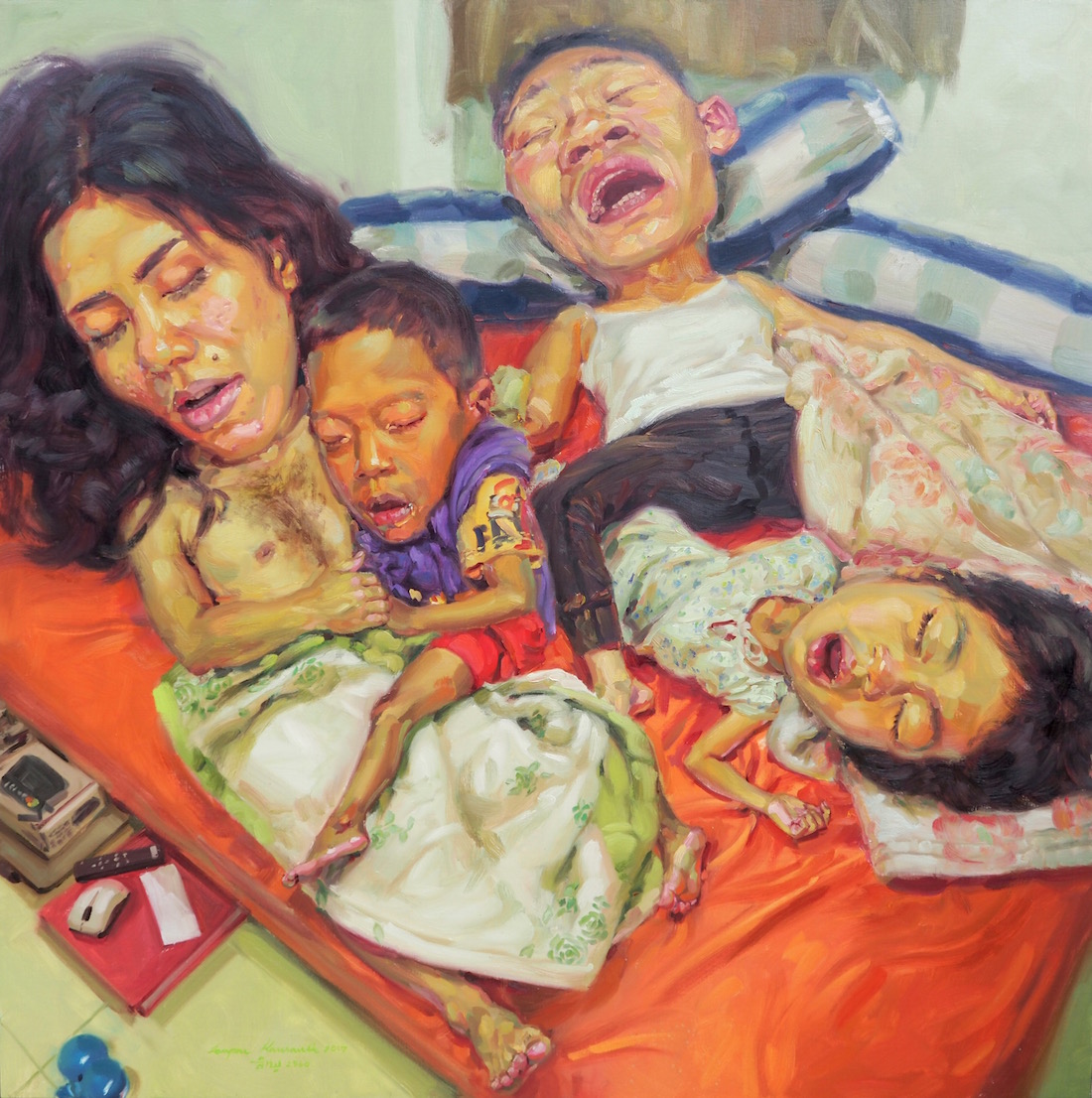 หมอกจางๆและควัน คล้ายกันจนบางทีไม่อาจรู้ (Sweet dreams), oil on linen, 150x150 cm.