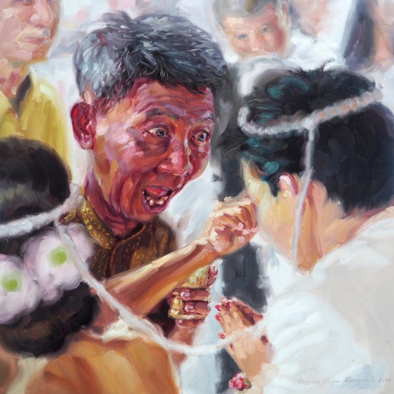 อ่าวเฮ้ย! ไม่เหมือนที่คุยกันไว้นี่หว่า (WTH), oil on linen, 120x120 cm.