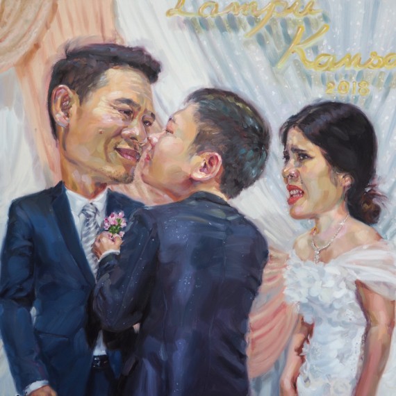 ฉันมายินดีให้กับรักที่สดใส (Is that your friend?), oil on linen, 150x150 cm.