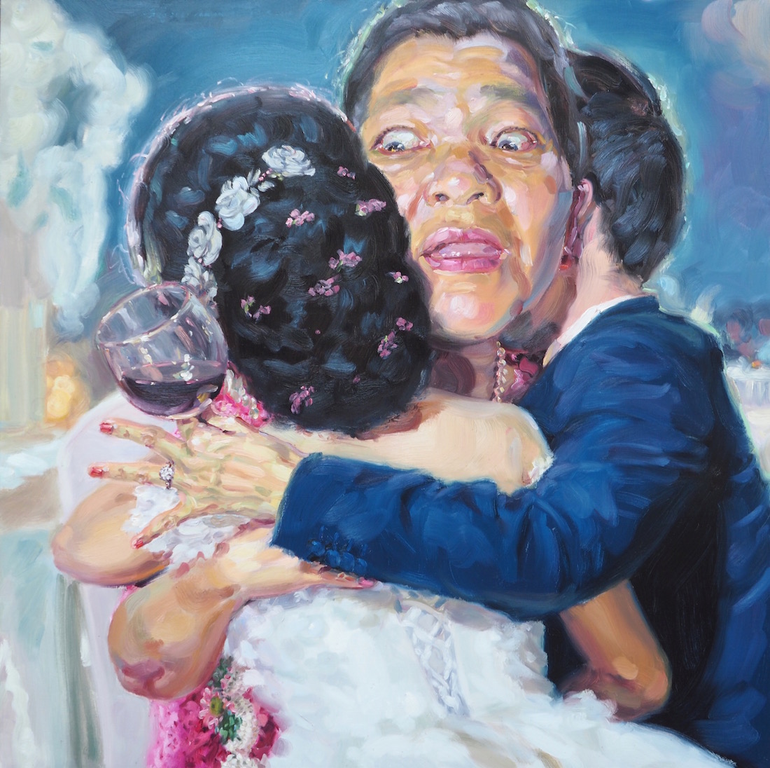 ขอสัญญาว่าจะรักแค่คุณ (I take care of your daughter), oil on linen, 120x120 cm.