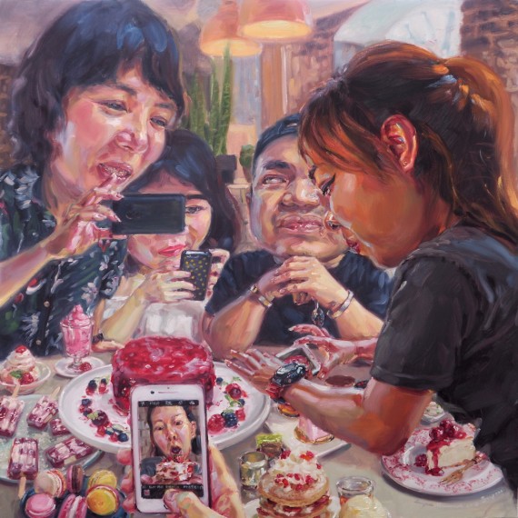 ไม่รู้ต้องรออีกนานแค่ไหน (Can I have one?), oil on linen, 150x150 cm.