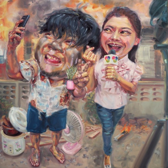 ก่อนไฟมอด (Before the fire extinguish), oil on linen, 200x200 cm.