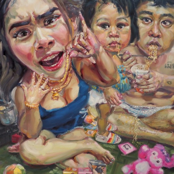 ขายจริงรวยจริง (Trust me), oil on linen, 100x150 cm.