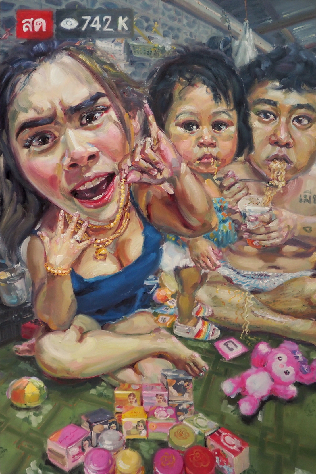 ขายจริงรวยจริง (Trust me), oil on linen, 100x150 cm.