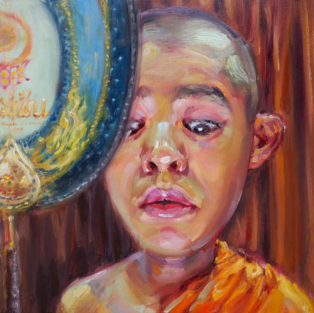 46. หนีไม่พ้น (No escape), oil on linen, 50x50 cm.