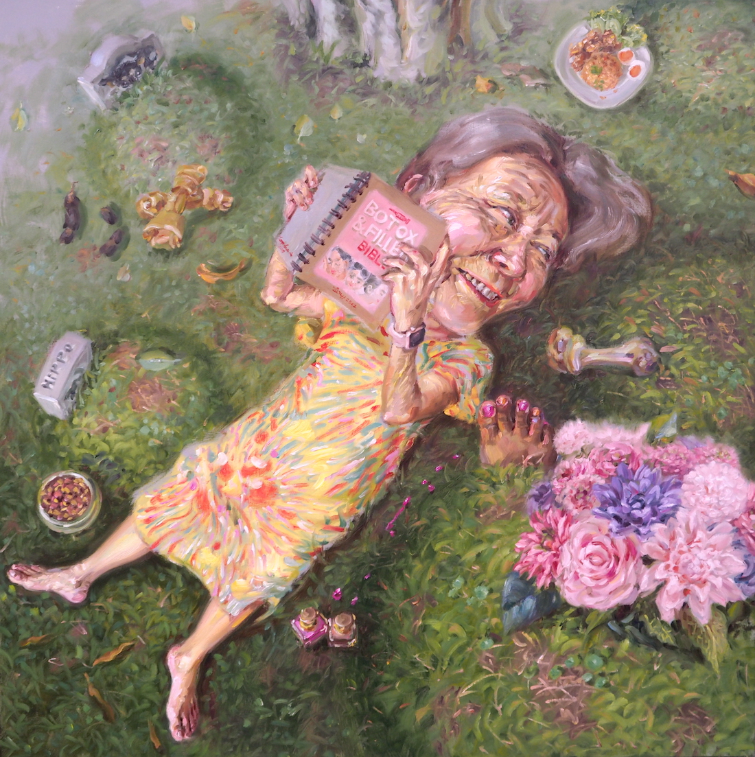 ฉันยังอยู่ (I will never ever die), oil on linen, 120×120 cm.