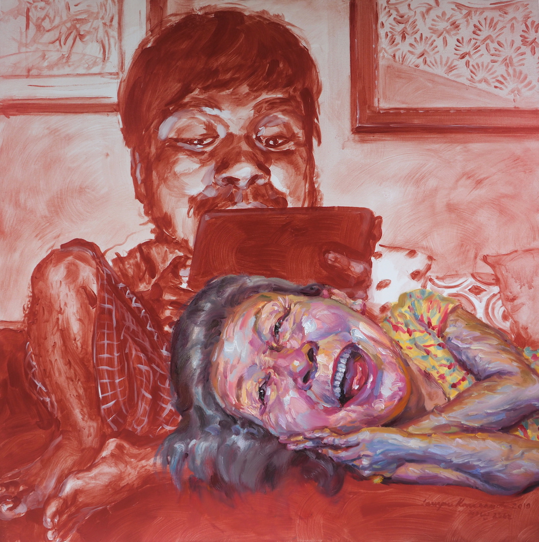 ฉันจะฝันถึงเธอ (You before me), oil on linen, 100×100 cm.