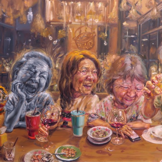 อาหารเกือบจะมื้อสุดท้าย, Almost the last supper, 150x250 cm, Oil on canvas