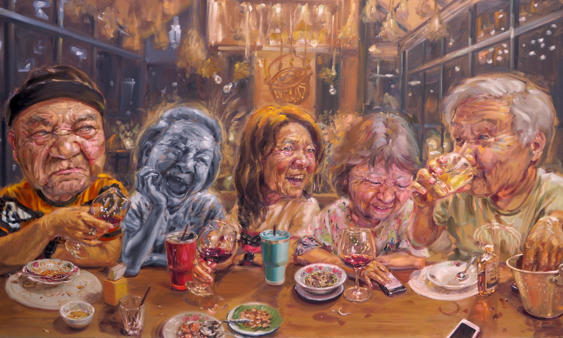 อาหารเกือบจะมื้อสุดท้าย, Almost the last supper, 150x250 cm, Oil on canvas