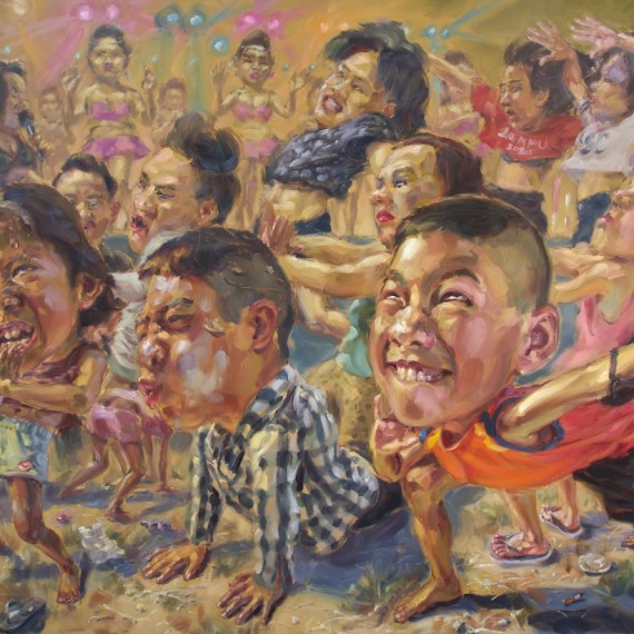 อดนมหรือยังลูก (Dancing in the light), oil on linen, 170x230 cm.