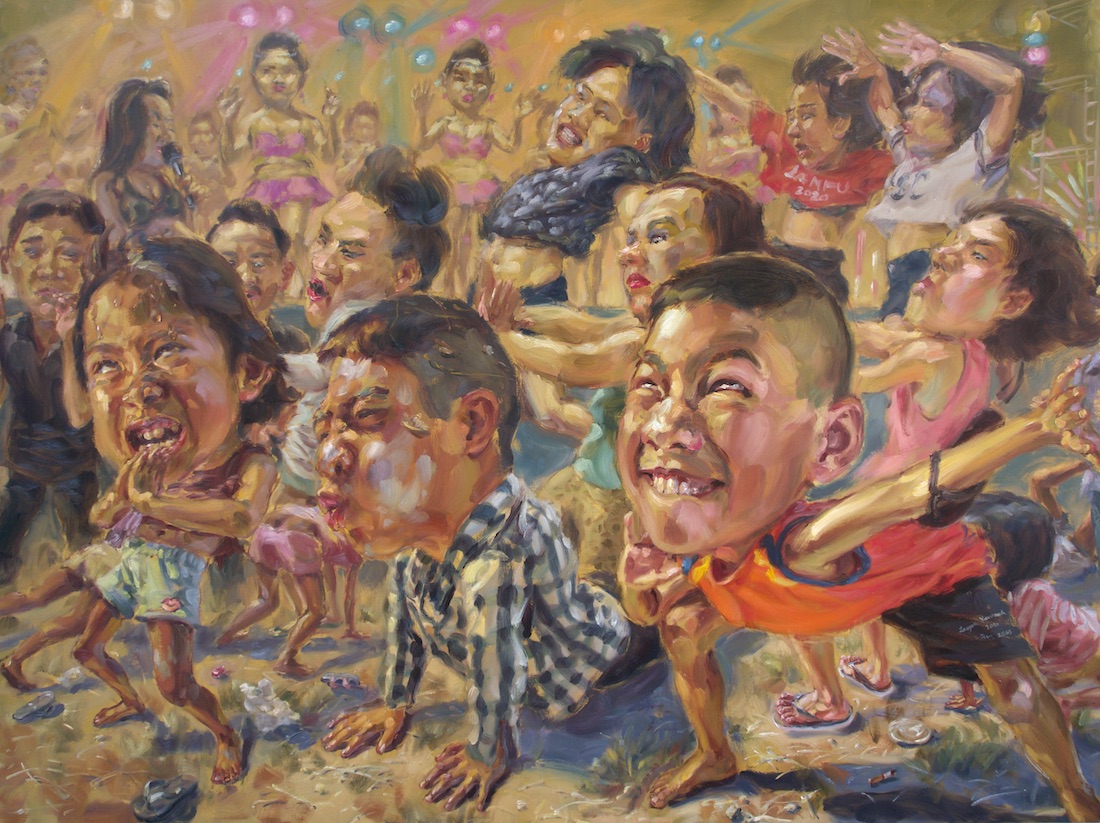 อดนมหรือยังลูก (Dancing in the light), oil on linen, 170x230 cm.