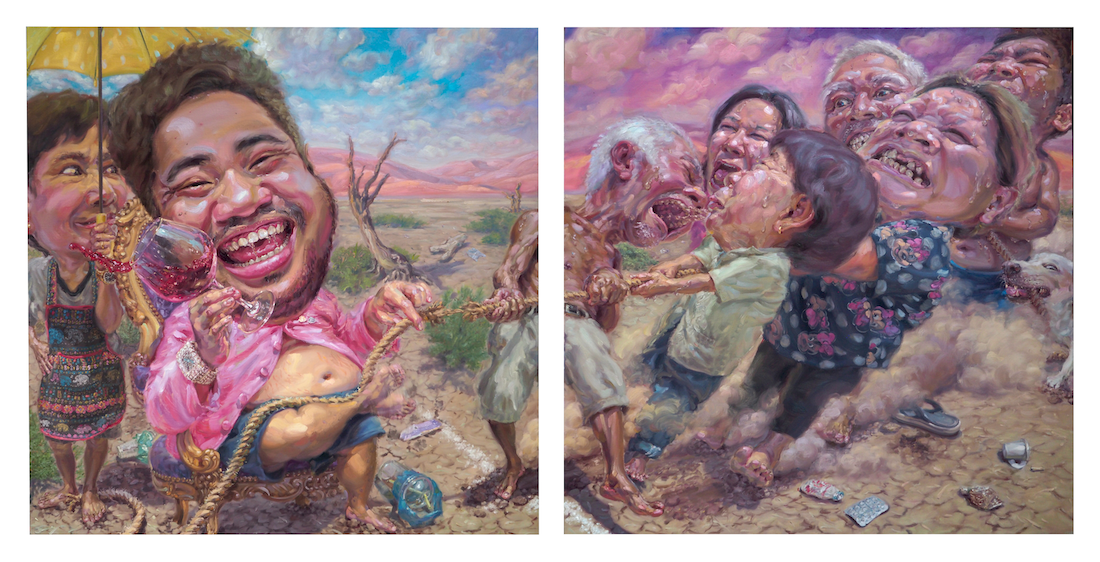 ชักเย่อ, (Tug of War), Oil on linen, 200x400 cm.